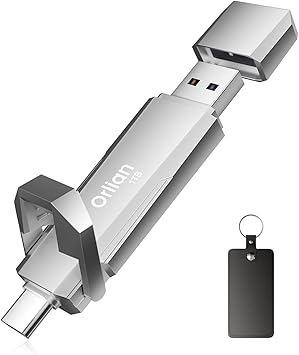 Orlian 1TB External Portable SSD USB Solid State Drive Up To 1000MB/s USB 3.2 Gen 2 Dual Drive Type C + USB A Solid State Thumb Drive For Phone/Android Laptops/Windows/Mac, Silver