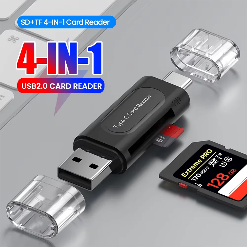 4-in-1 Multifunction USB TYPE-C Card Reader